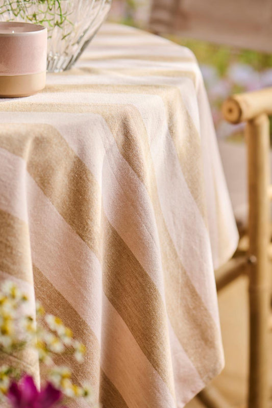 Tischdecke Linus | braun/rosa gestreift