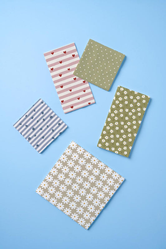 Serviette rote Herzen, rosa Streifen