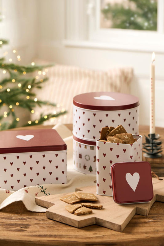 Gebäckdose mit Herzen rund