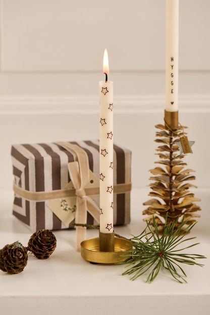 Dünne hohe Kerze mit braunen Sternen Ø:1,3