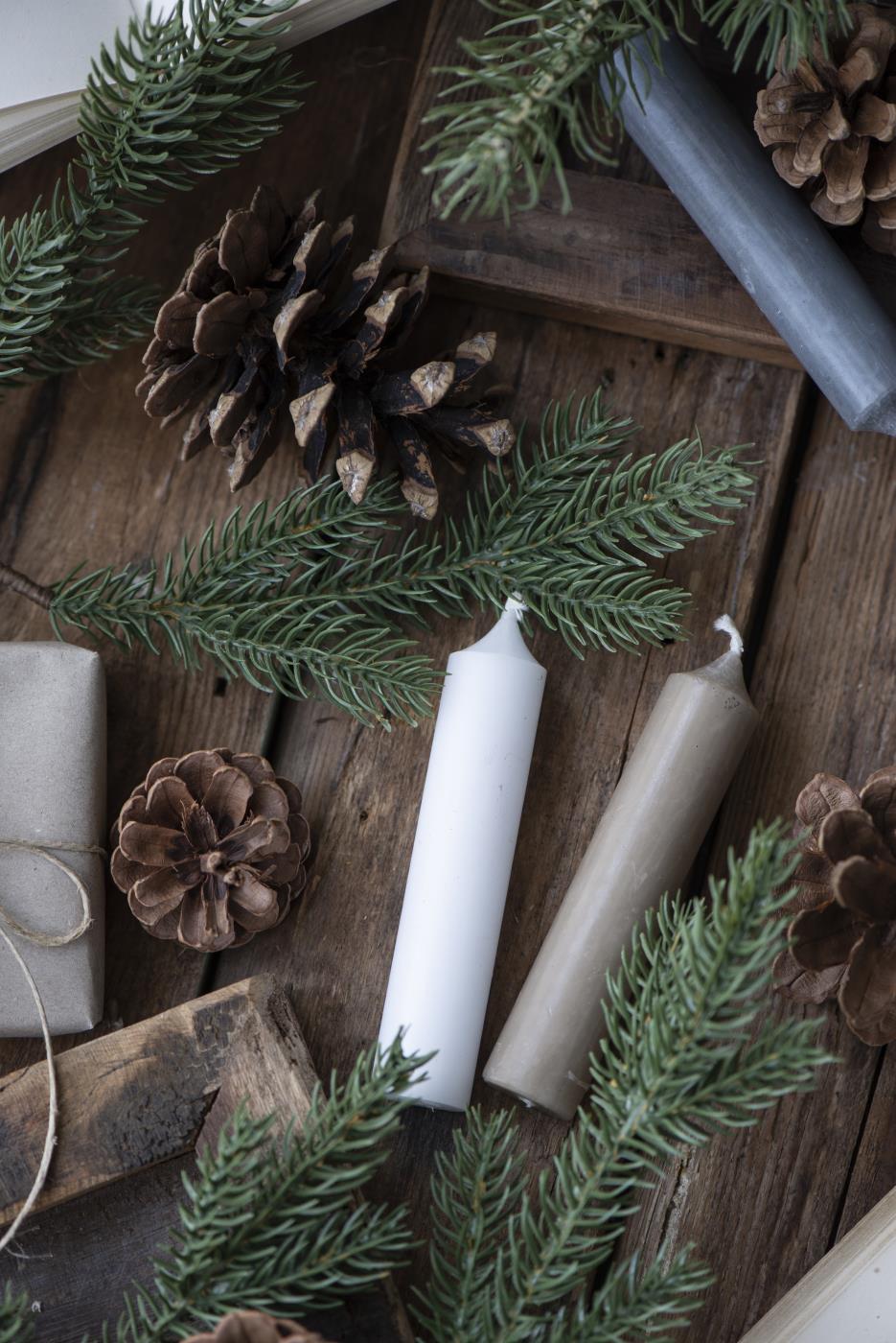 kleine Stabkerze grau rustikal Ø:2,2cm