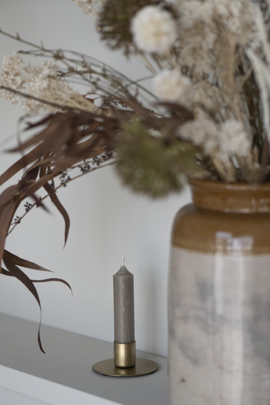 kleine Stabkerze leinengrau rustikal Ø:2,2cm