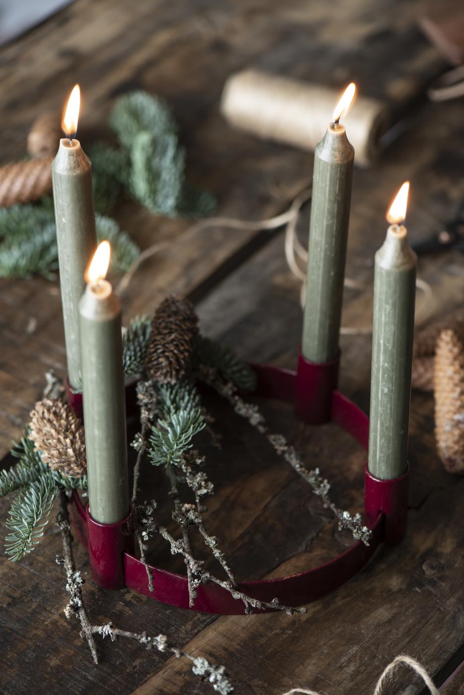 Stabkerze waldgrün rustikal Ø:2,2