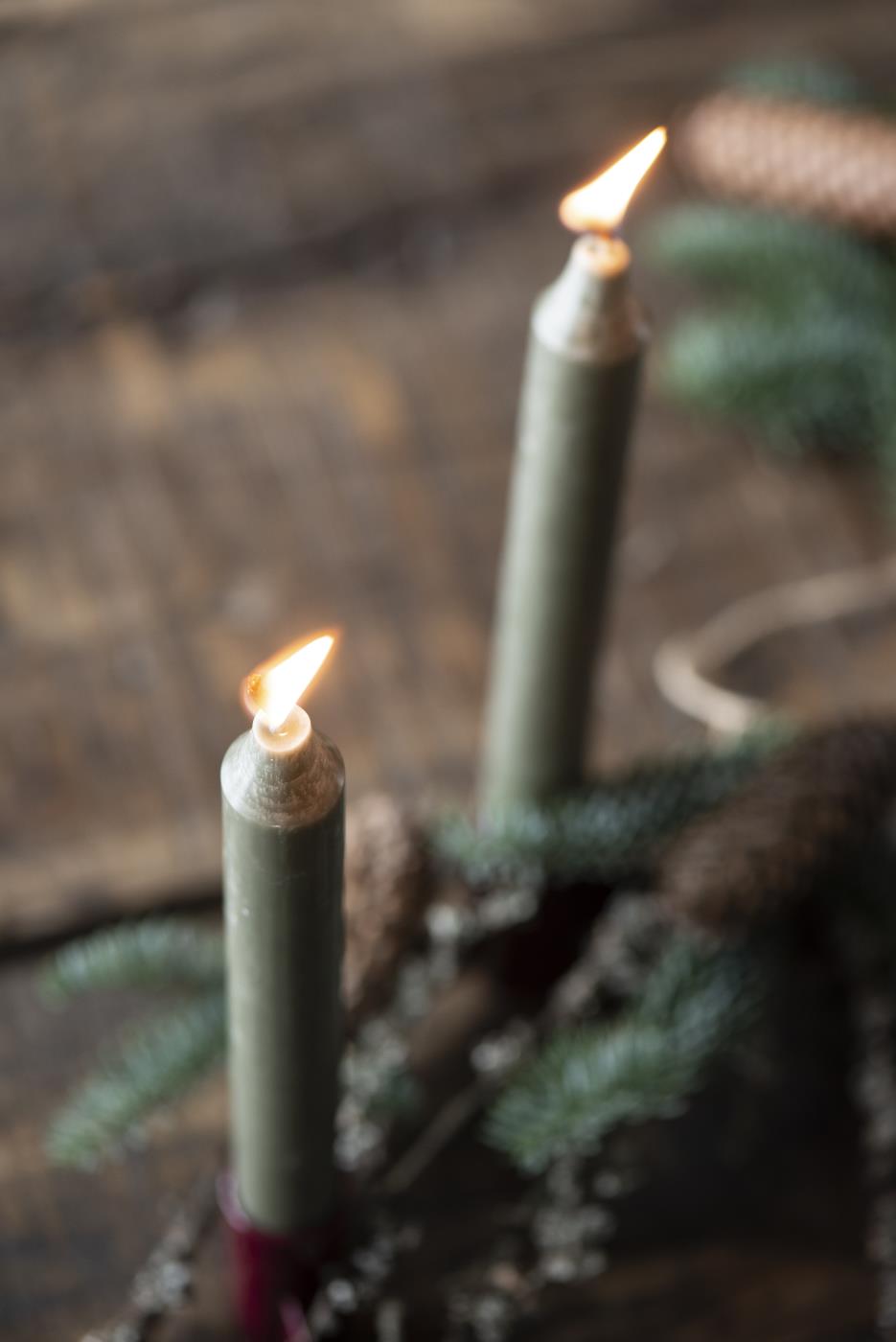 Stabkerze waldgrün rustikal Ø:2,2