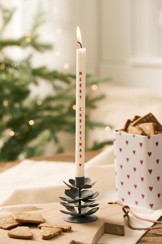 Dünne hohe Kerze mit Merry Christmas Ø:1,3