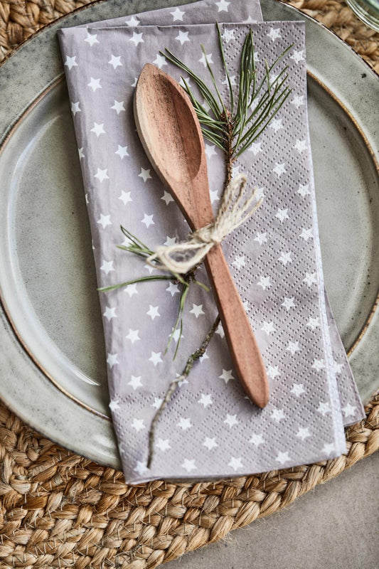Serviette natur mit weißen Sternen
