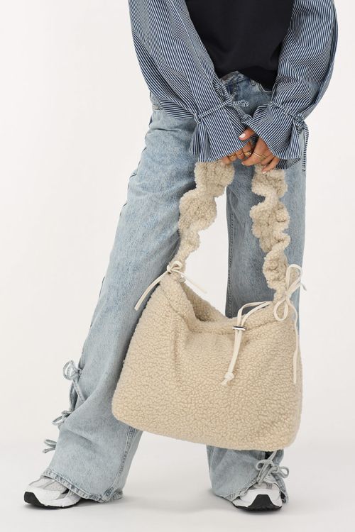Teddyshopper mit Rüschenband, Beige