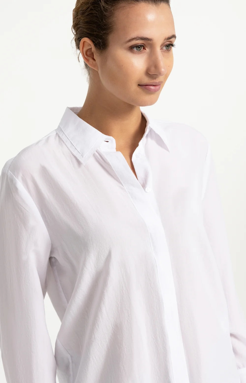 Langarmbluse mit Kragendetail | pure white
