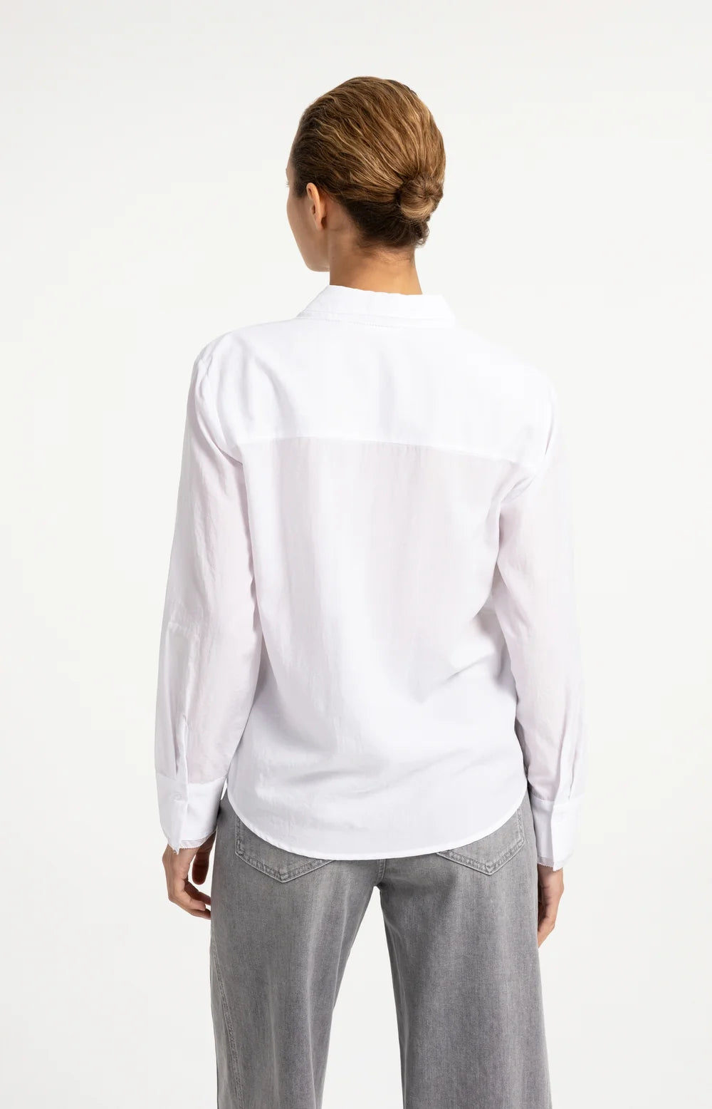 Langarmbluse mit Kragendetail | pure white