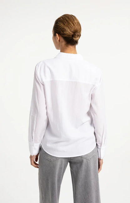 Langarmbluse mit Kragendetail | pure white