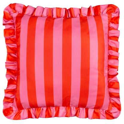 Outdoorkissen Palm Royale mit Rüschen | pink/rot