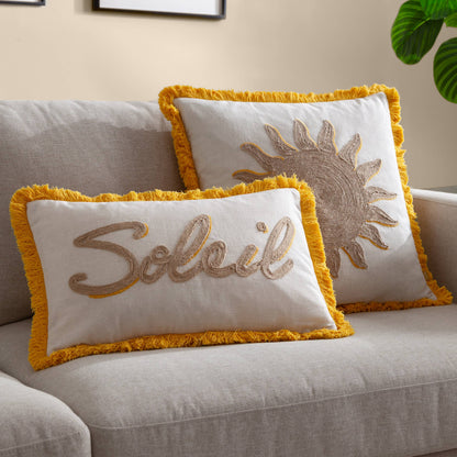 Besticktes Kissen Soleil | gelb