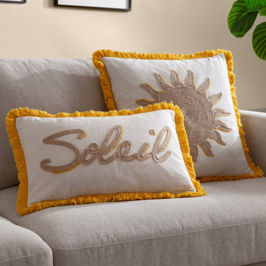 Besticktes Kissen Soleil | gelb