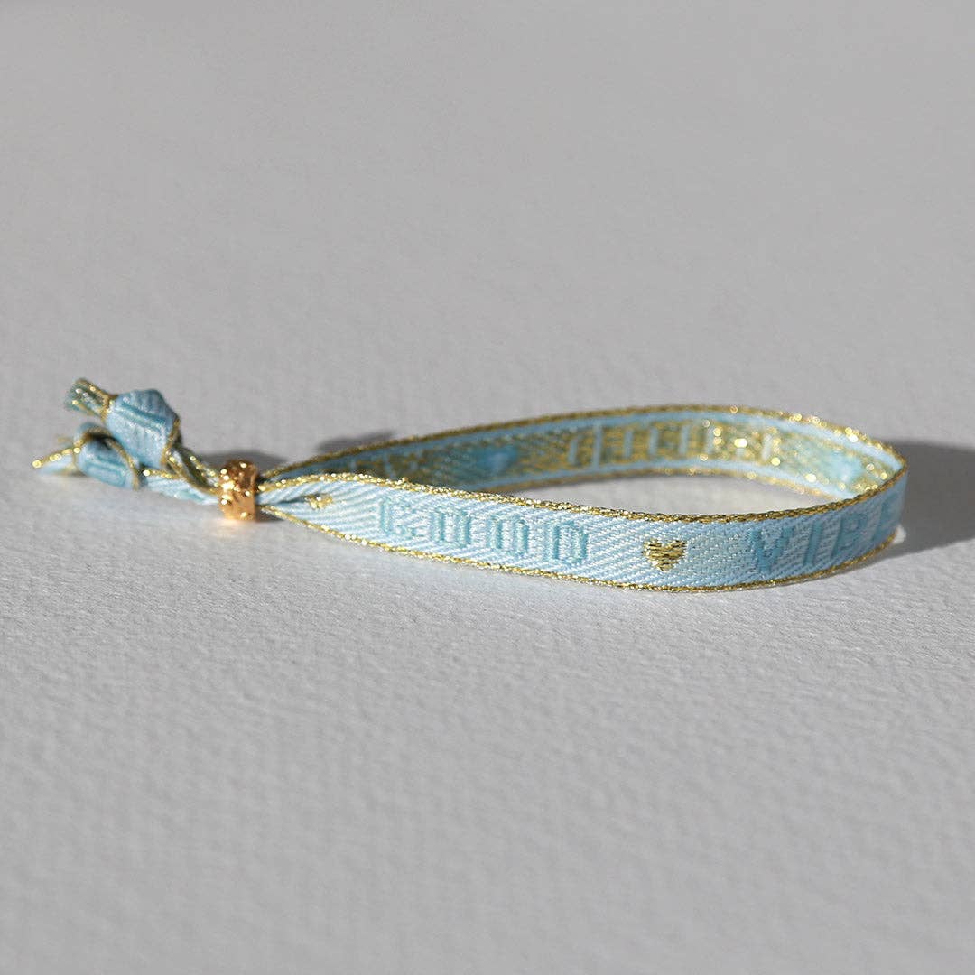 Gewebtes Armband „Good Vibes“, blau