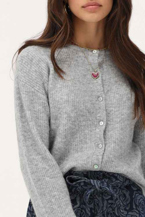 Grauer Cardigan mit Knöpfen