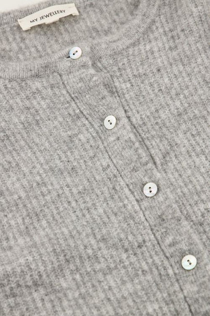 Grauer Cardigan mit Knöpfen
