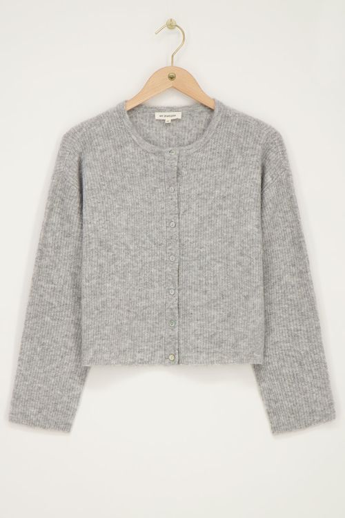Grauer Cardigan mit Knöpfen