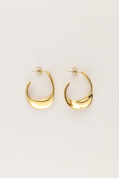Bold dünne, offene, flache Creolen | Gold
