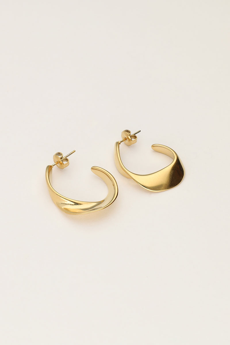 Bold dünne, offene, flache Creolen | Gold