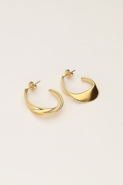 Bold dünne, offene, flache Creolen | Gold