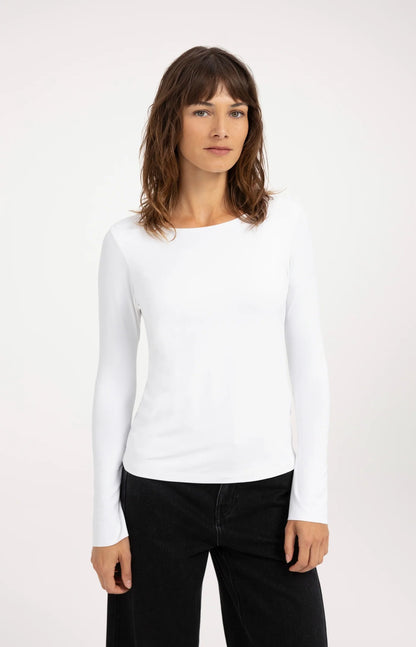 Jersey Oberteil mit ausgestellten Ärmeln | pure white