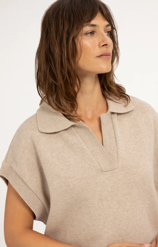 Strickpullunder mit Kragen | Light Beige Melange