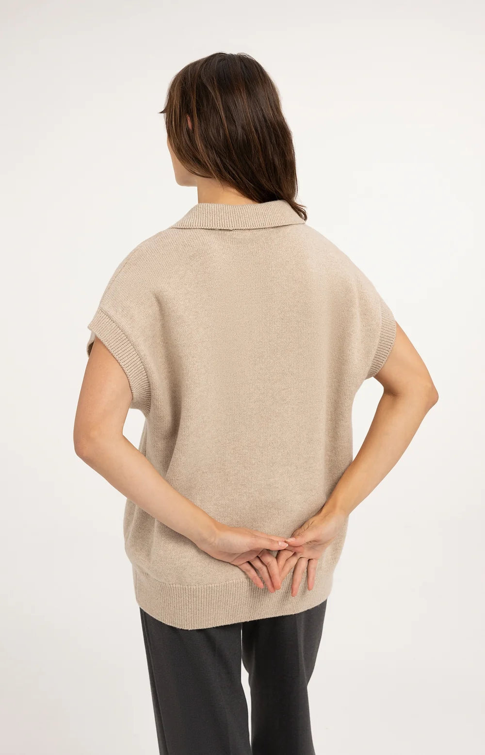 Strickpullunder mit Kragen | Light Beige Melange