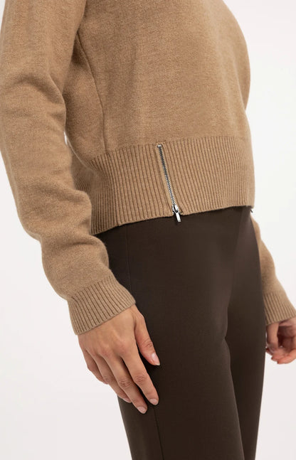 Strick Pullover mit Schulterdetail | Cornstalk Brown Melange