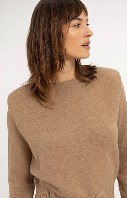 Strick Pullover mit Schulterdetail | Cornstalk Brown Melange