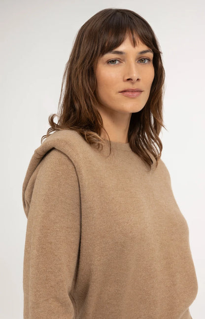 Strick Pullover mit Schulterdetail | Cornstalk Brown Melange