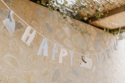 Girlande 'happy birthday' in blue