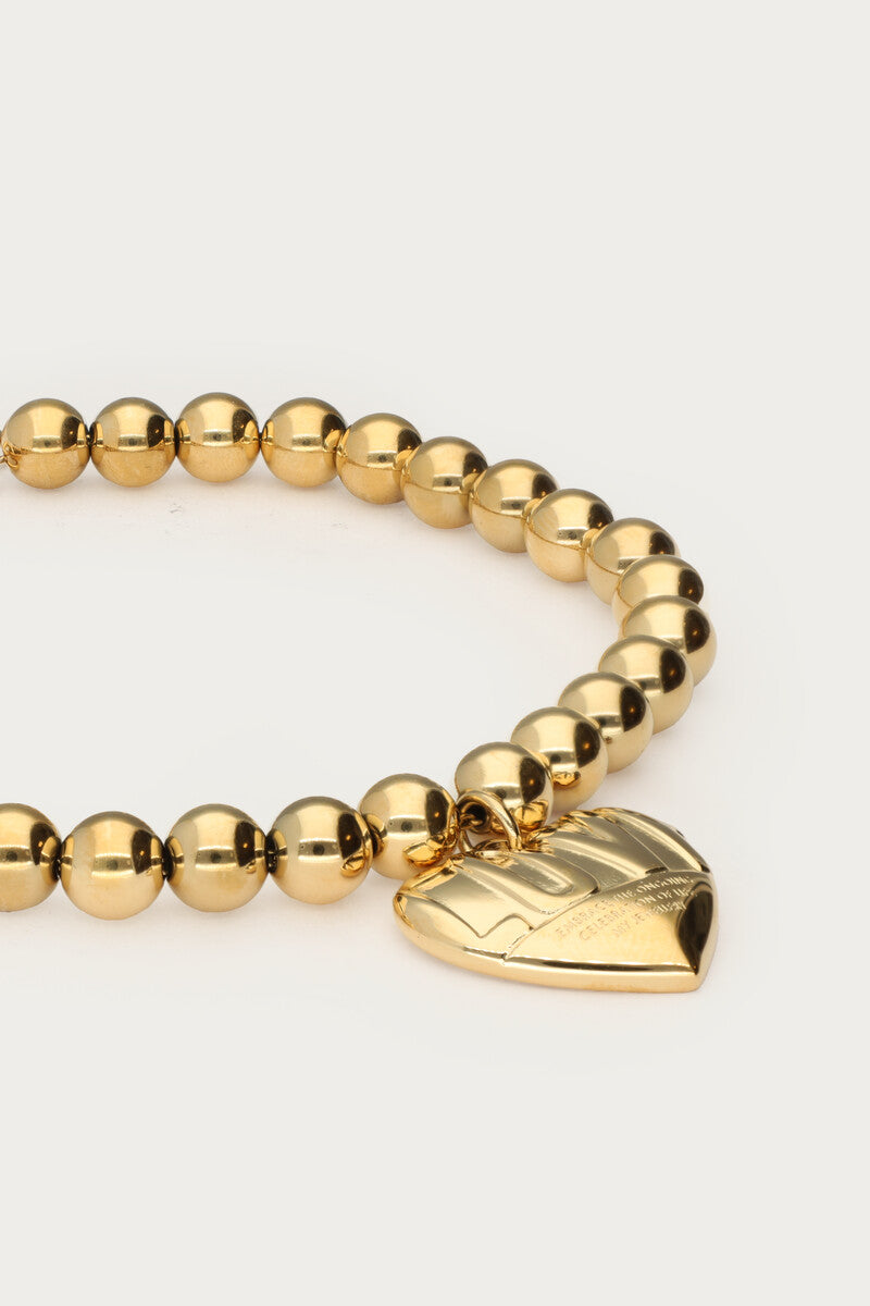 Bold Perlenarmband mit Love Herz | Silber & Gold