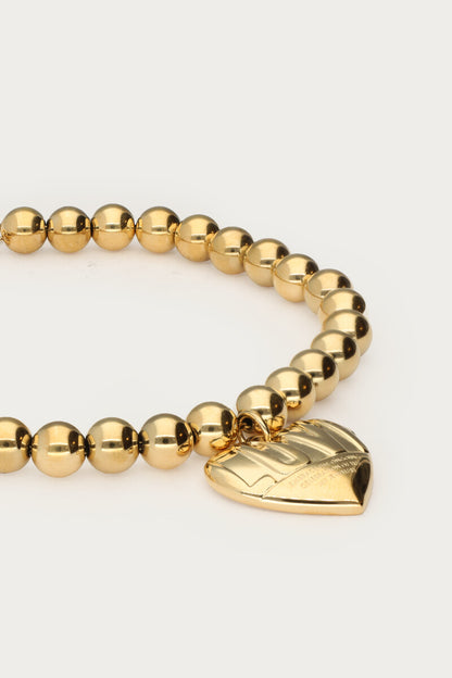 Bold Perlenarmband mit Love Herz | Silber & Gold