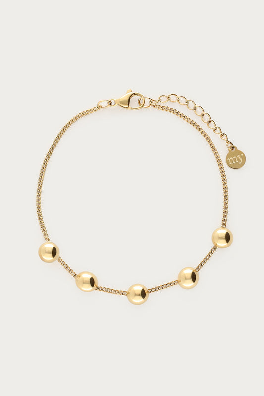 Bold Armband mit fünf Kugeln | Gold