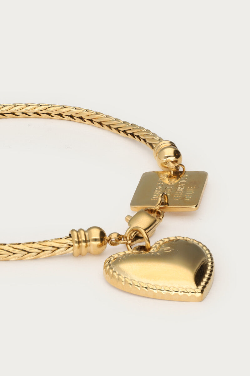 Bold Armband mit Herzförmigen Anhänger | Silber & Gold