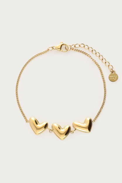 Bold Armband mit Herzen | Silber & Gold