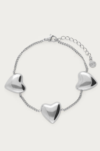 Bold Armband mit drei Herzen | Silber & Gold