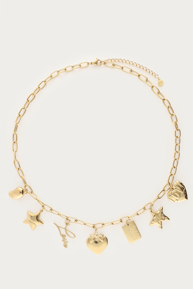 Bold Gliederkette mit Charms | Silber & Gold