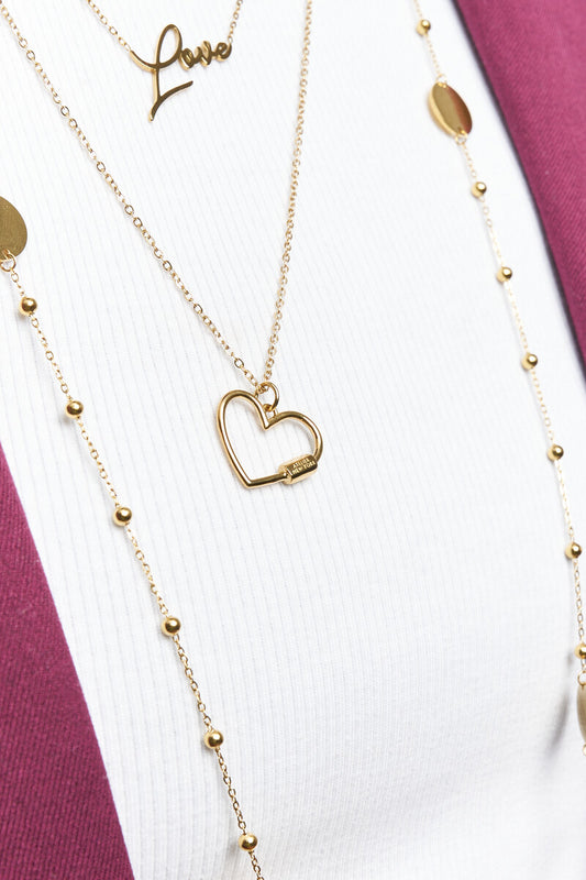 Bold lange minimalistische Kette mit Herz | Silber & Gold