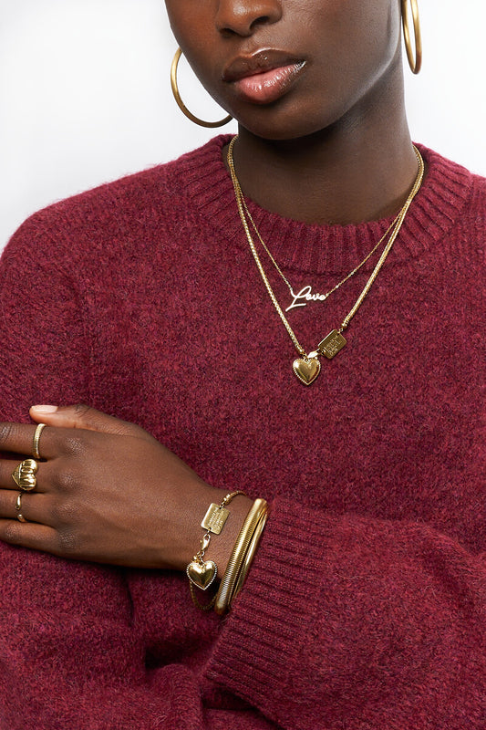 Bold Armband mit Herzförmigen Anhänger | Silber & Gold