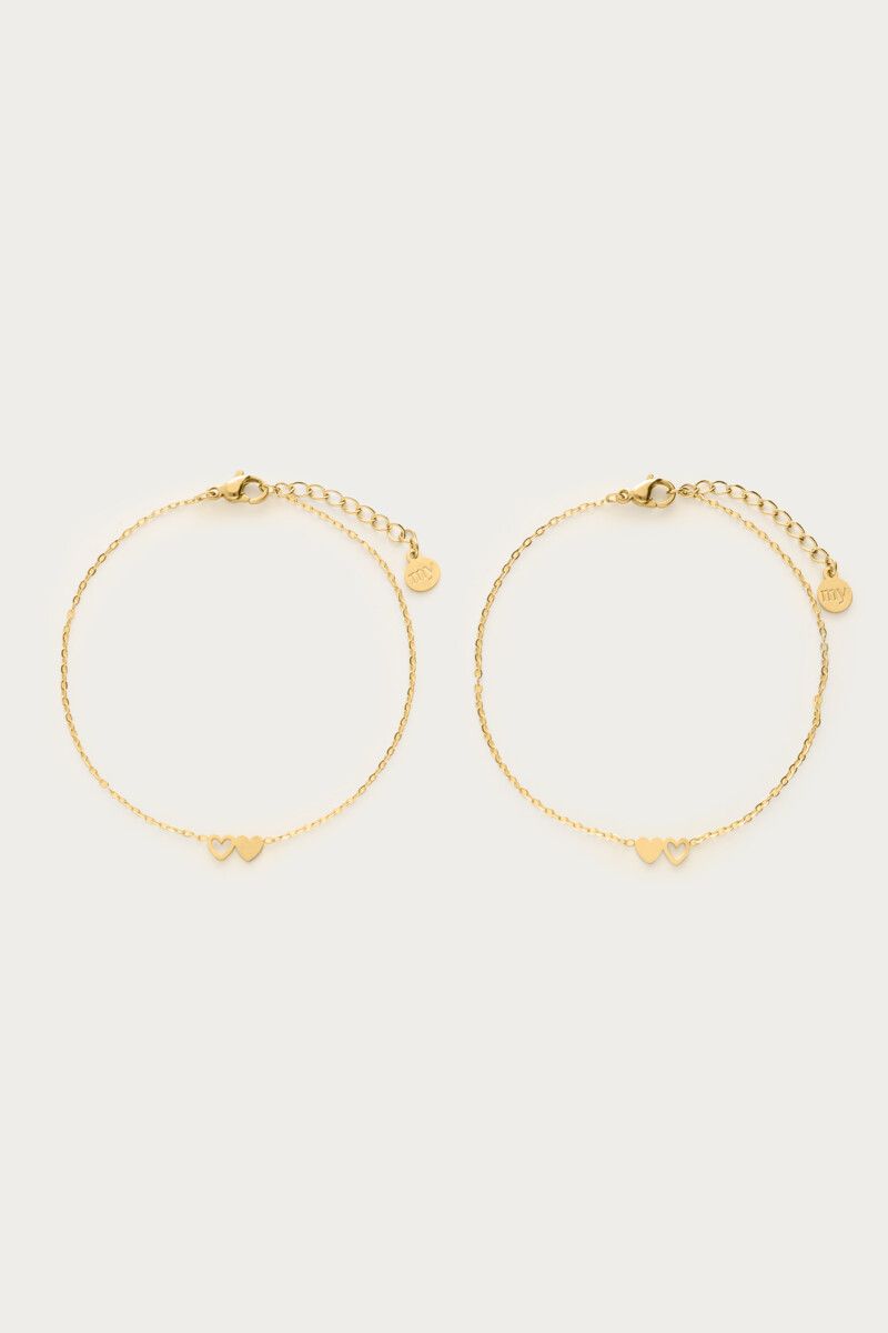Armband Set mit Herzen | Gold & Silber