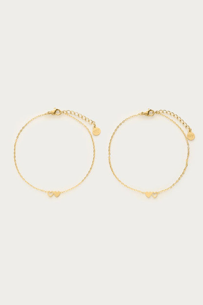 Armband Set mit Herzen | Gold & Silber