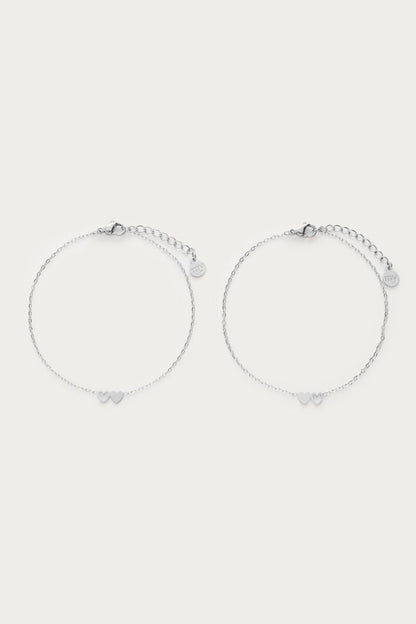Armband Set mit Herzen | Gold & Silber