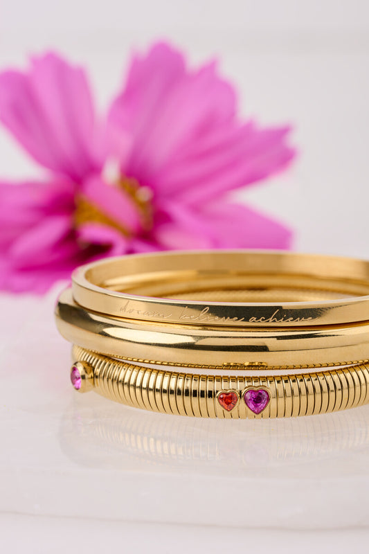 Bold Armreif "Dream believe achieve" | Gold