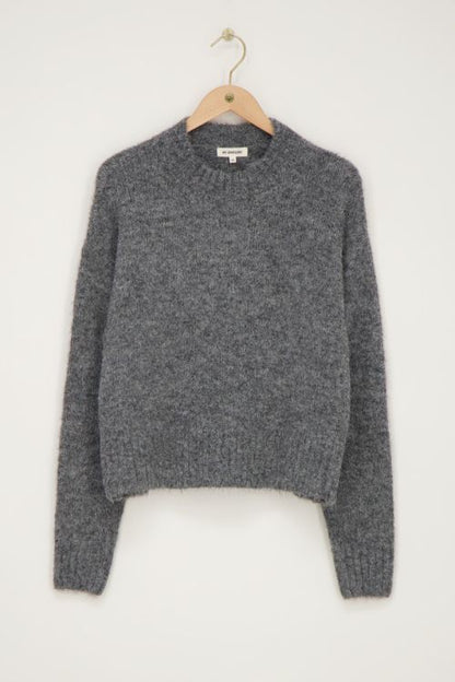 Grauer Oversized Strickpullover