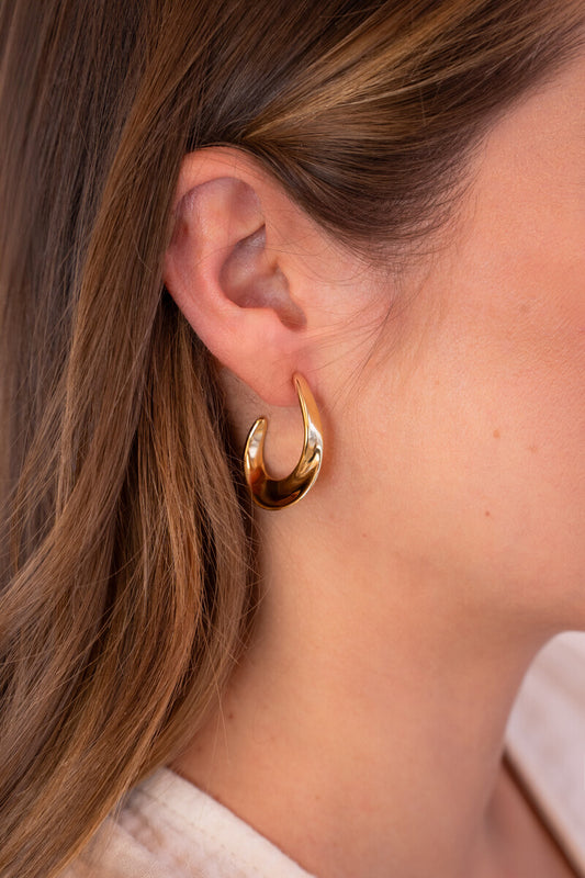 Bold dünne, offene, flache Creolen | Gold