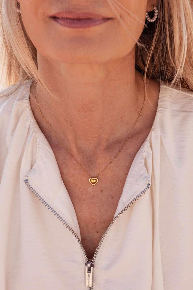 Minimalistische Kette mit doppeltem Herz | Gold