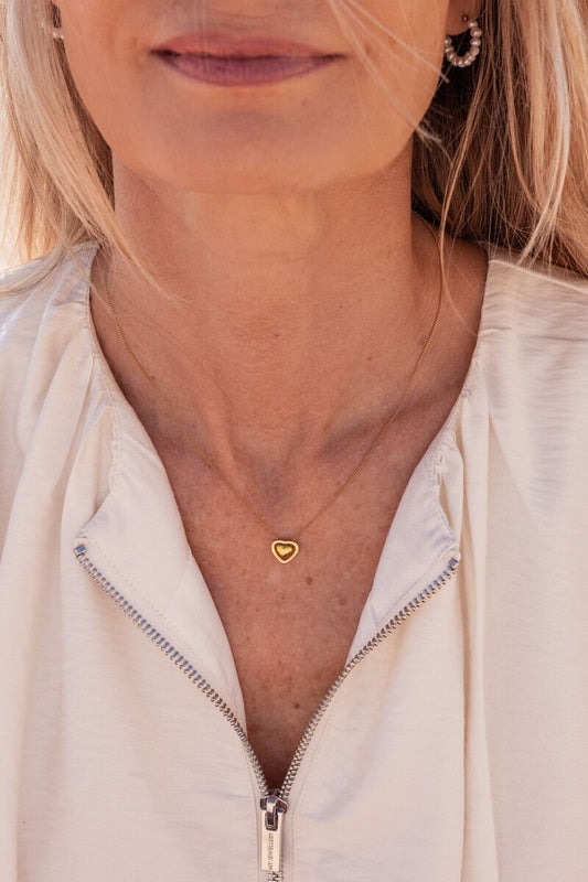 Minimalistische Kette mit doppeltem Herz | Gold