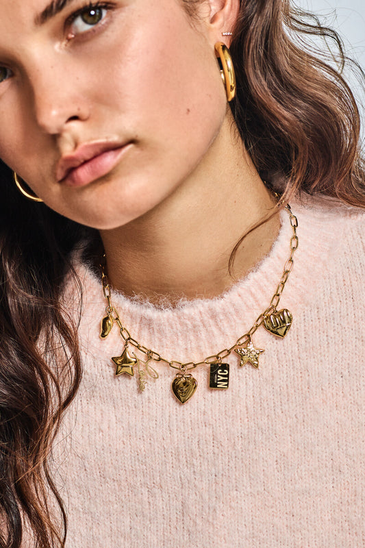 Bold Gliederkette mit Charms | Silber & Gold