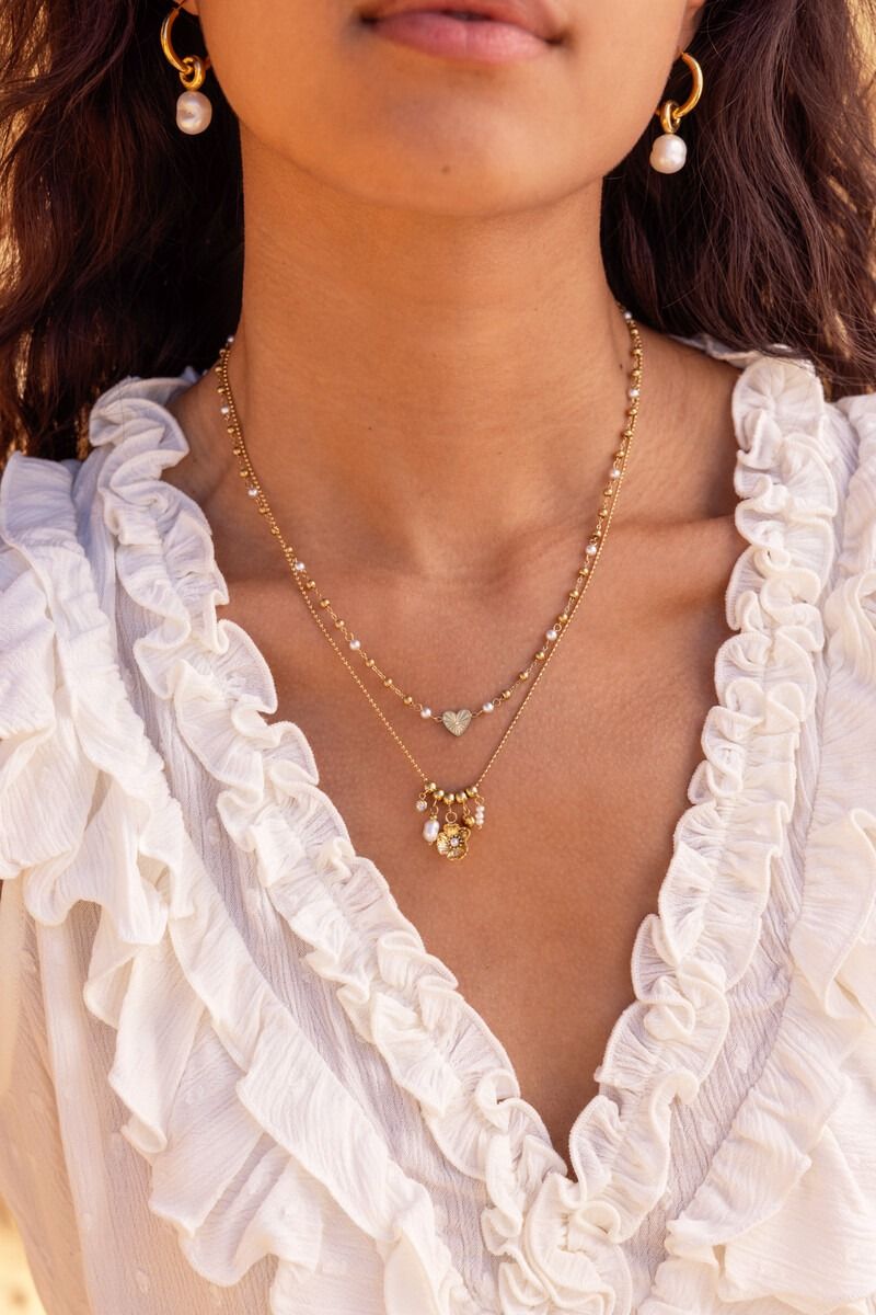 Kette mit Herz und Perlen | Gold & Silber
